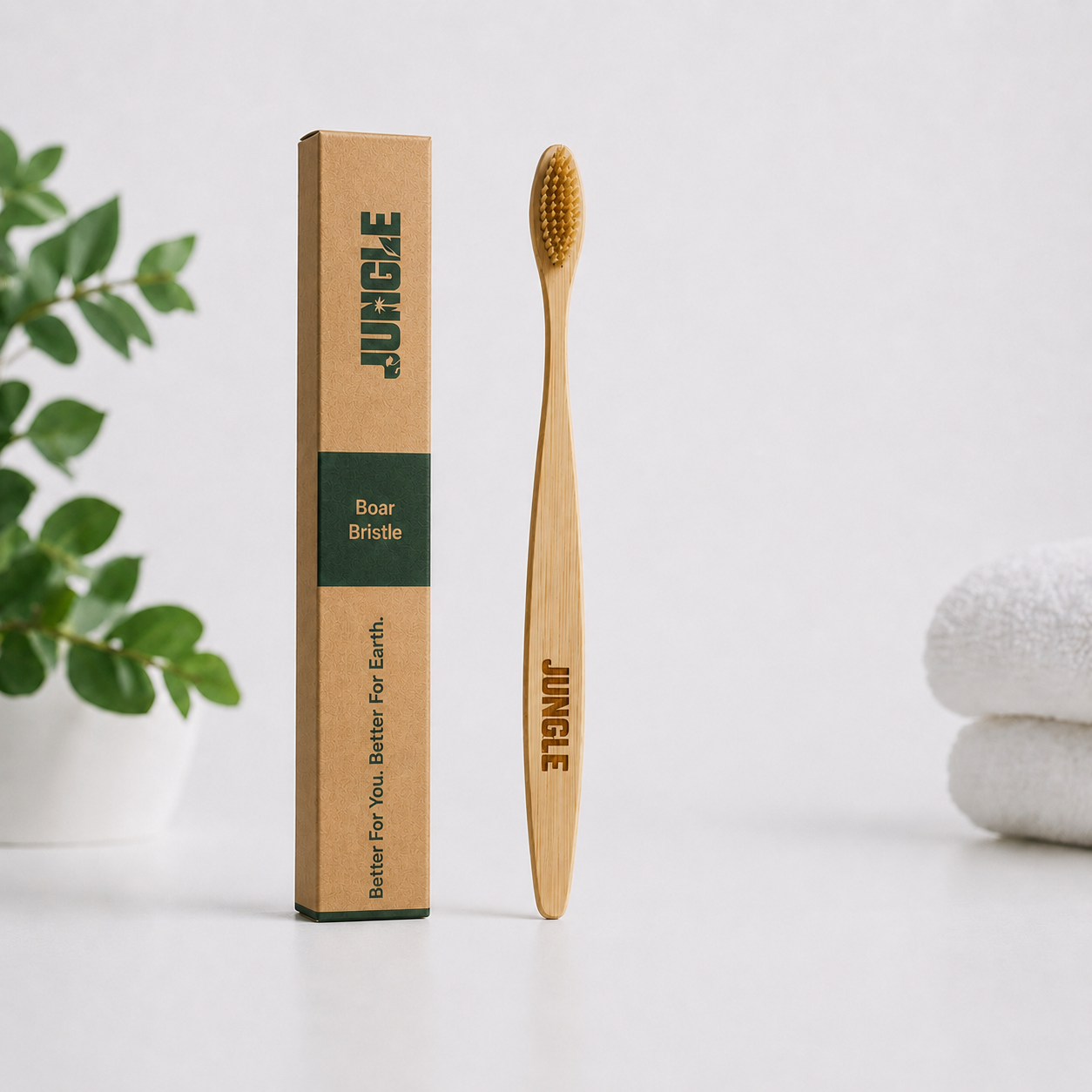 JUNGLE bamboo toothbrush with its kraft box
